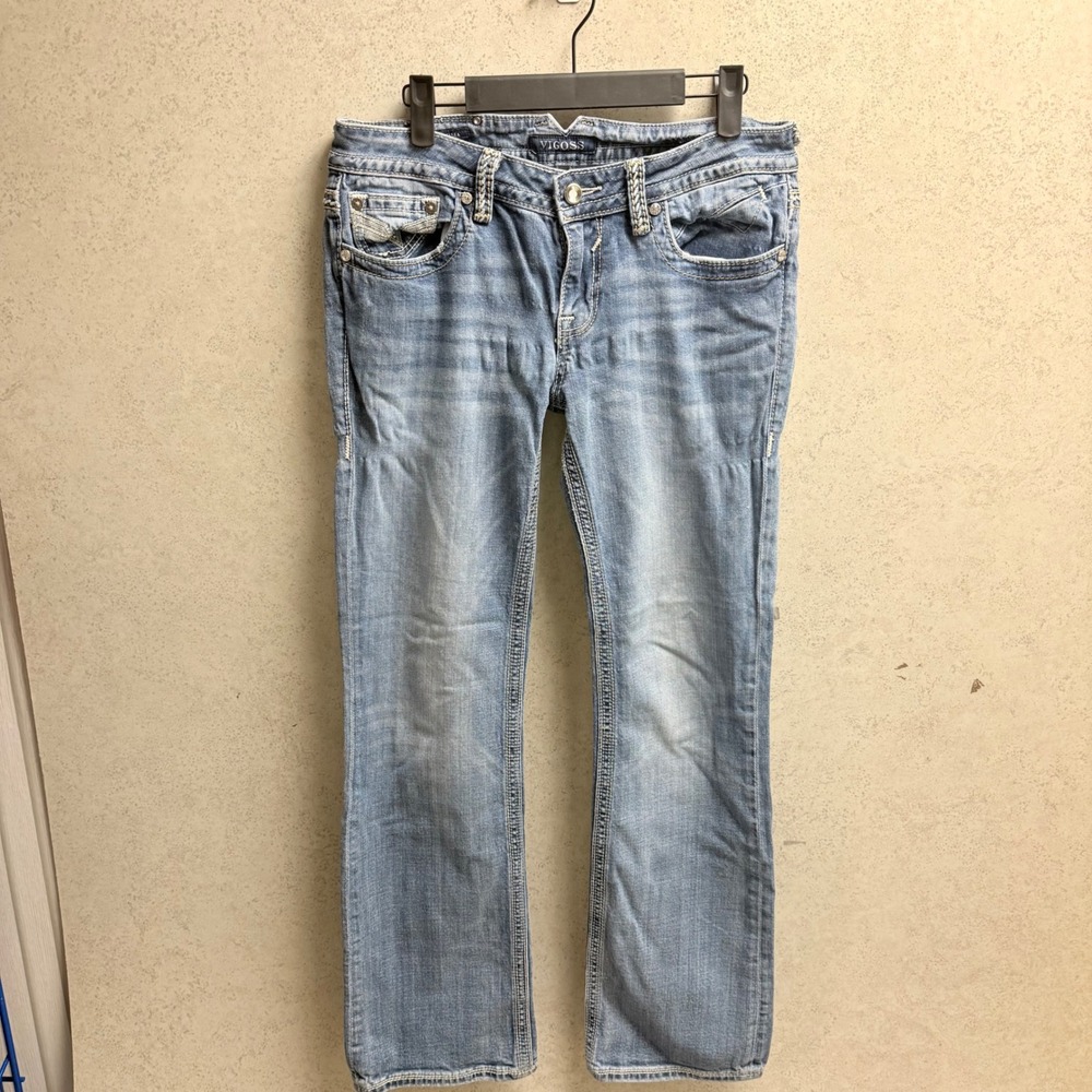 VIGOSS‎ 30/33 Women's Cotton Blend Light Wash Embellished Trendy Cowgirl Jeans